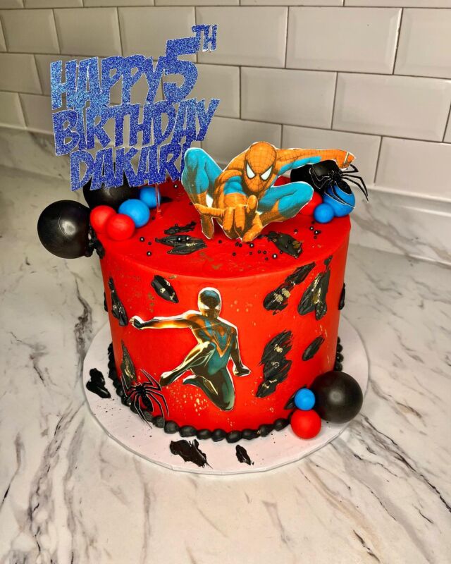 Dakari’s 5th Birthday🕸️🕷️💫
-
Cake size 9” 
-
#kdskakes #customcakes #spiderman #spidermancake #spidermanbirthday #kidscakes #buttercreamcakes #cakesofinstagram