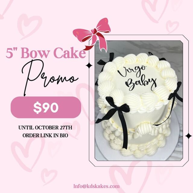 *EXTENDED** $90 BOW CAKE PROMO🎀💗
-
💗These 5” minis will be available until November 30th! 
💗Pick up only in Brampton
💗Order link in bio with all details
-
#kdskakes #cakepromo #vintagecakes #heartcakes #virgoszn #taurusseason #bowcake #glittercake #glitterheartcake #minicake #monochromatic #tauruscake #cakeinspo #cakesofig #bramptoncake #torontocake #cakestagram